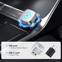 2in1 Wireless Carplay Adapter With Alarm Light For IPhone Android Auto Wired To Wireless AI Box USB Connection For Truck Vehicle
