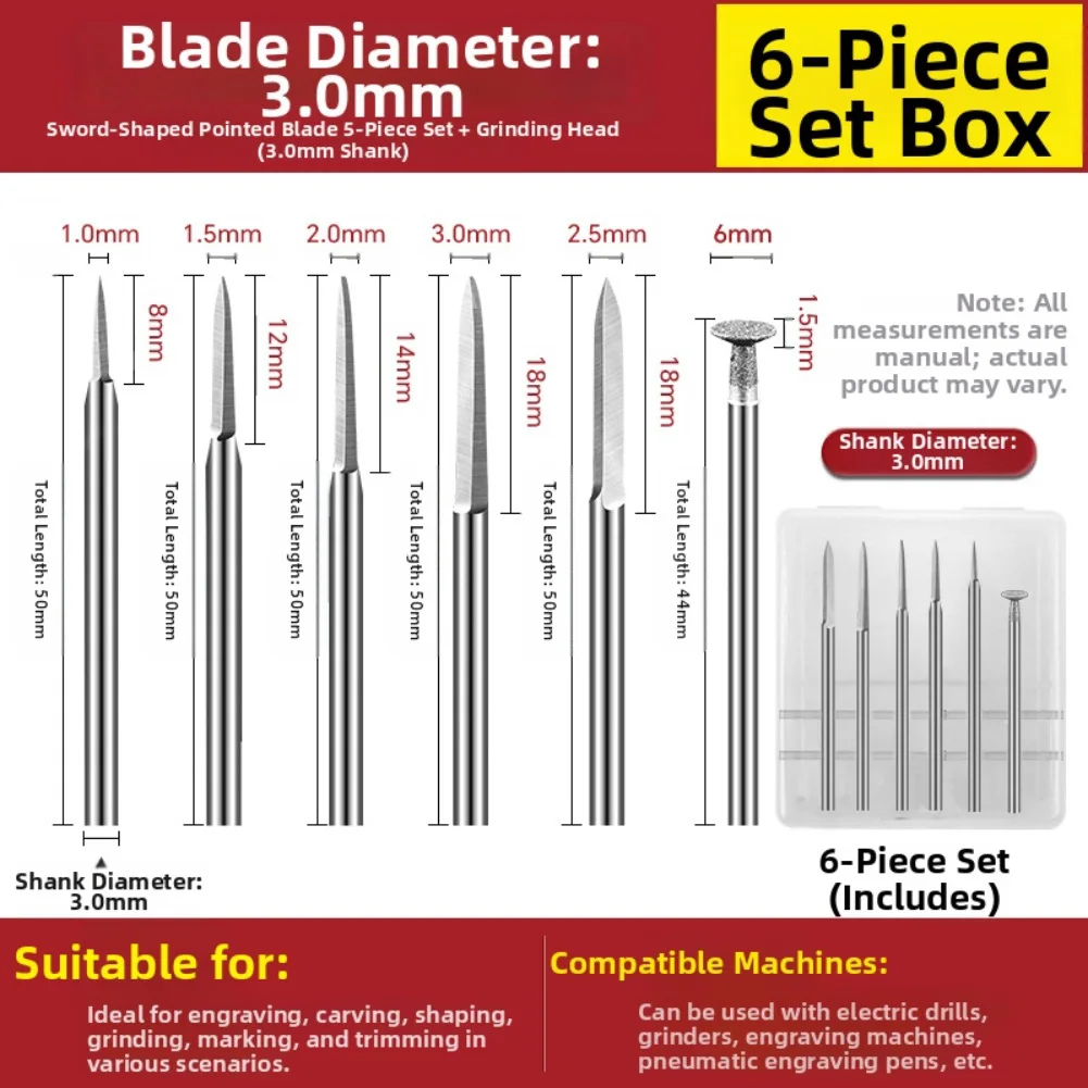 Carving Kit Rotary Burrs Intricate Carving Precision High-hardness Wear Resistant Heat Resistant Complete Size Range
