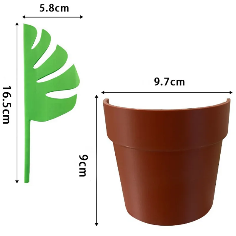 Picture 4: 1 Set Simulated Plant Mirror Adhesive Leaf Storage Rack Toothbrush Holder Bathroom Organizer