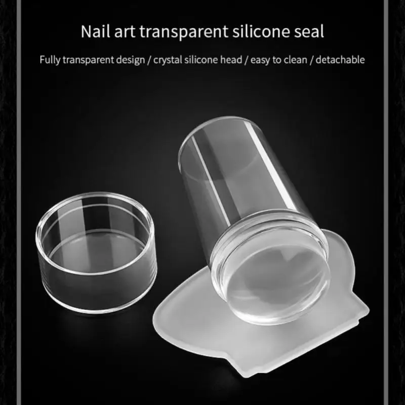 Kit de carimbo de arte de unha de silicone francês para placa de manicure selo polonês estêncil modelo selo stamper raspador