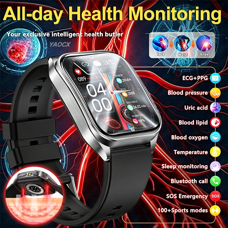 

2026 Healthy Smart Watch ECG Heart Health Temperature IP68 Sports Modes Remote Family Care Sleep Analysis BT Call SOS Smartwatch