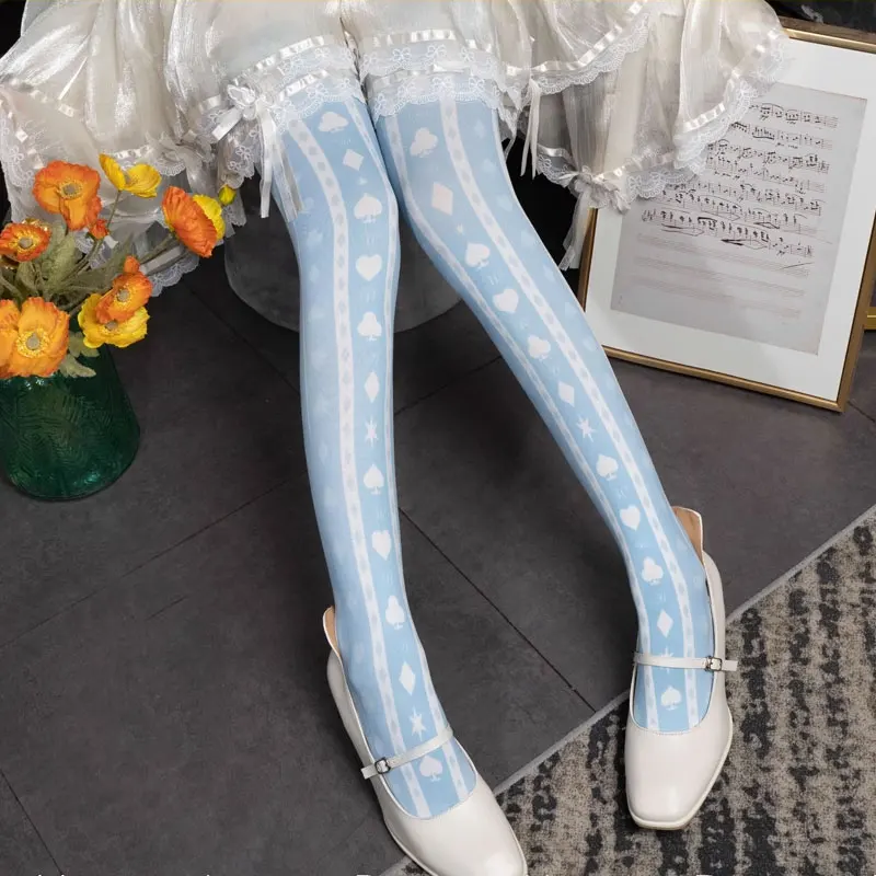 

Alice Code ~ Sweet Lolita Printed Tights 120D Pantyhose by Yidhra