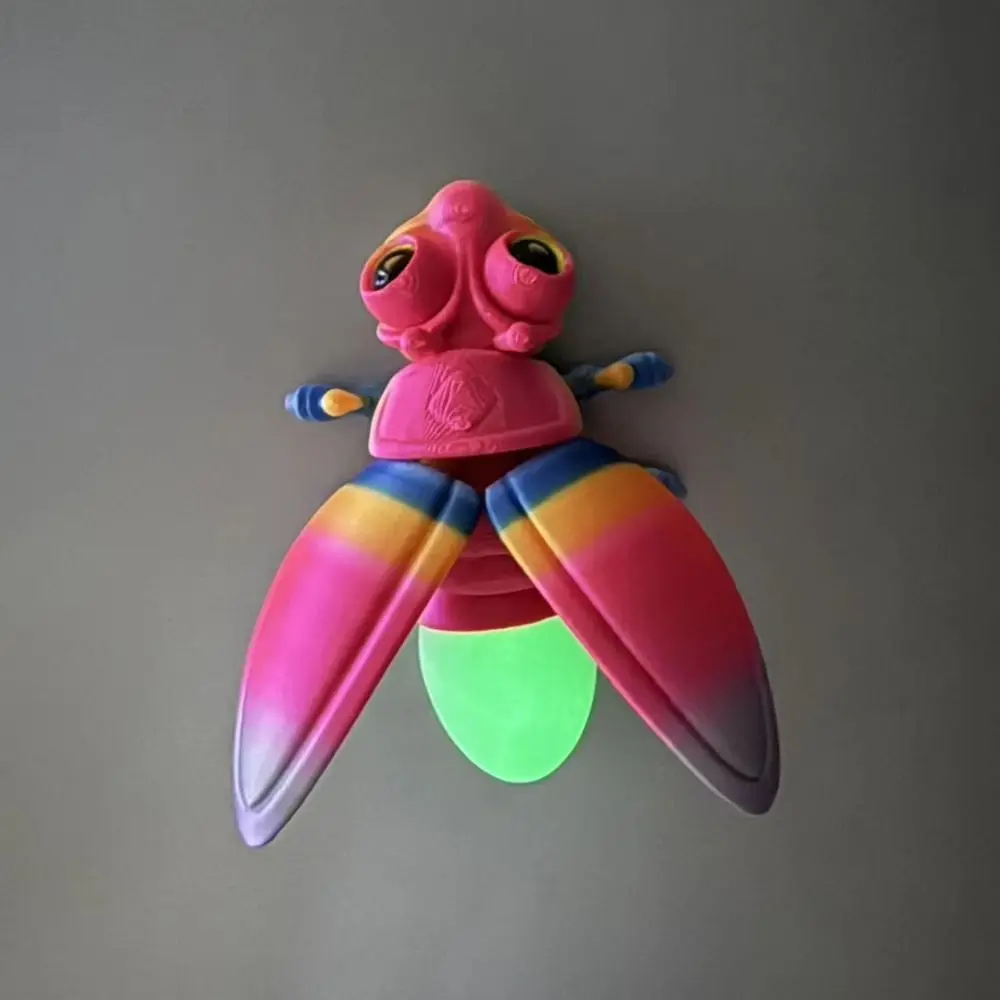 Creative 3D Printed Luminous Firefly Figurines Glowing Tail Handmade 3D Printed Firefly Model Artificial Grown in Dark