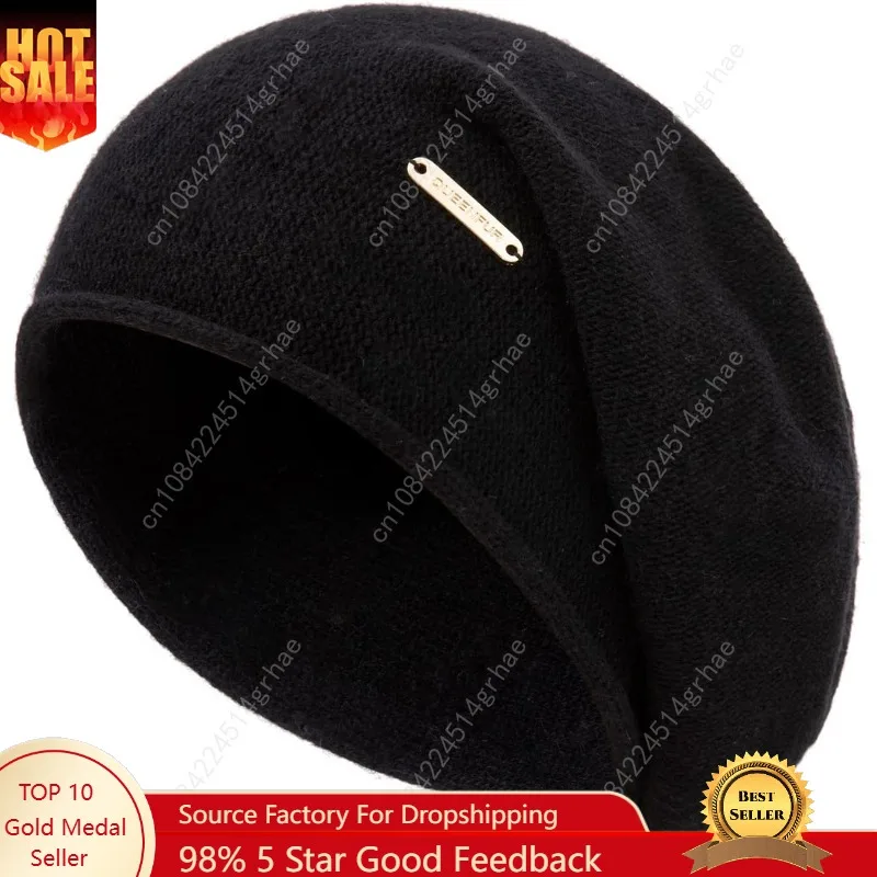 

QUEENFUR Knit Slouchy Beanie Hats for Women Cashmere Ski Cap Knitted Wool Soft Warm Winter Hat