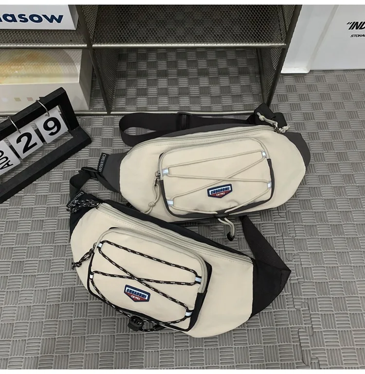 Korean Harajuky Style Men's Chest Pack Casual Sport Hip Hop Travel Unisex Shoulder Crossbody Bag for Man Travel Belt Waist Bag