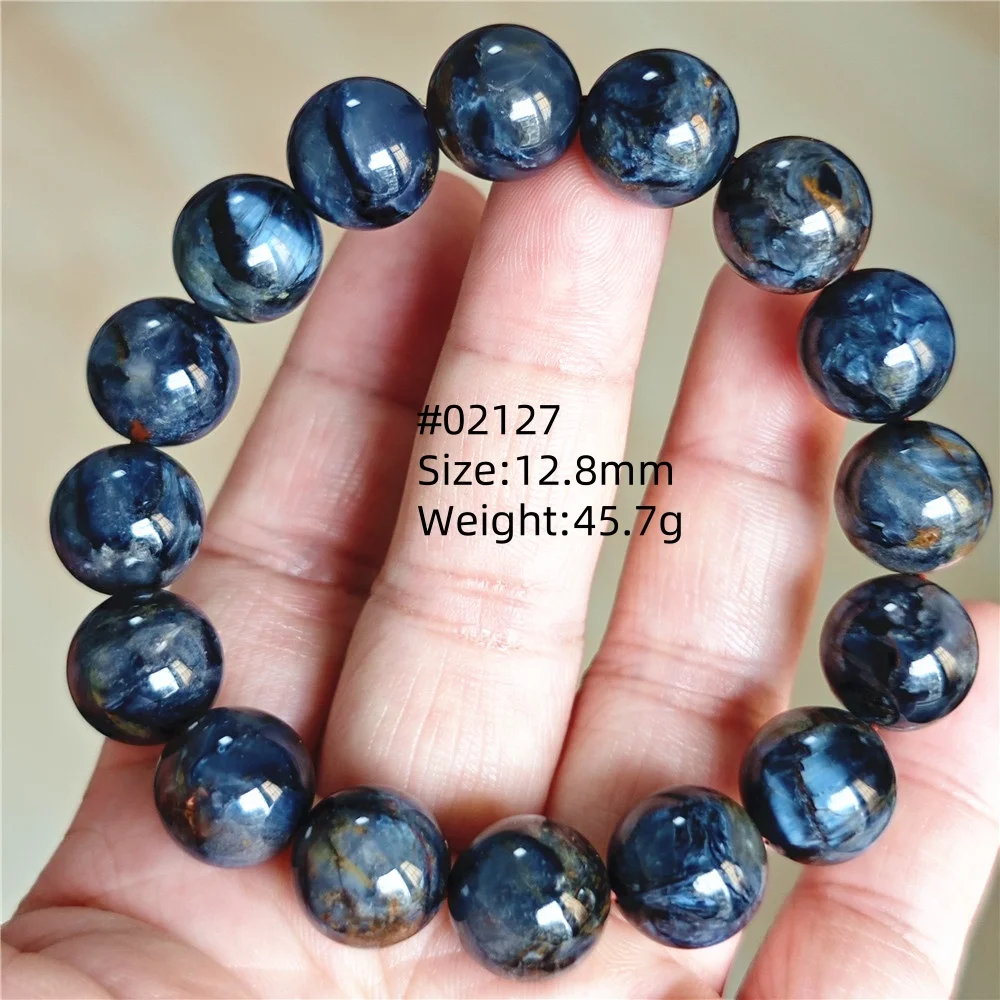 Natural Blue Pietersite Bracelet Women Men Beads Round Beads Chatoyant Cat Eye Fire Pietersite Namibia AAAAAA view 5