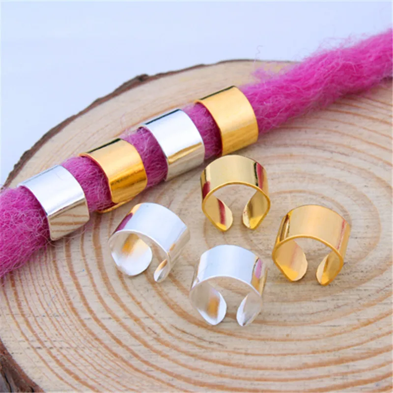 10pcs Metal Hair Rings Beads Cuffs Tube Charms Dreadlock Dread Hair Braid Non-Piercing Ear Clip Beard Jewelry Hair Accessories