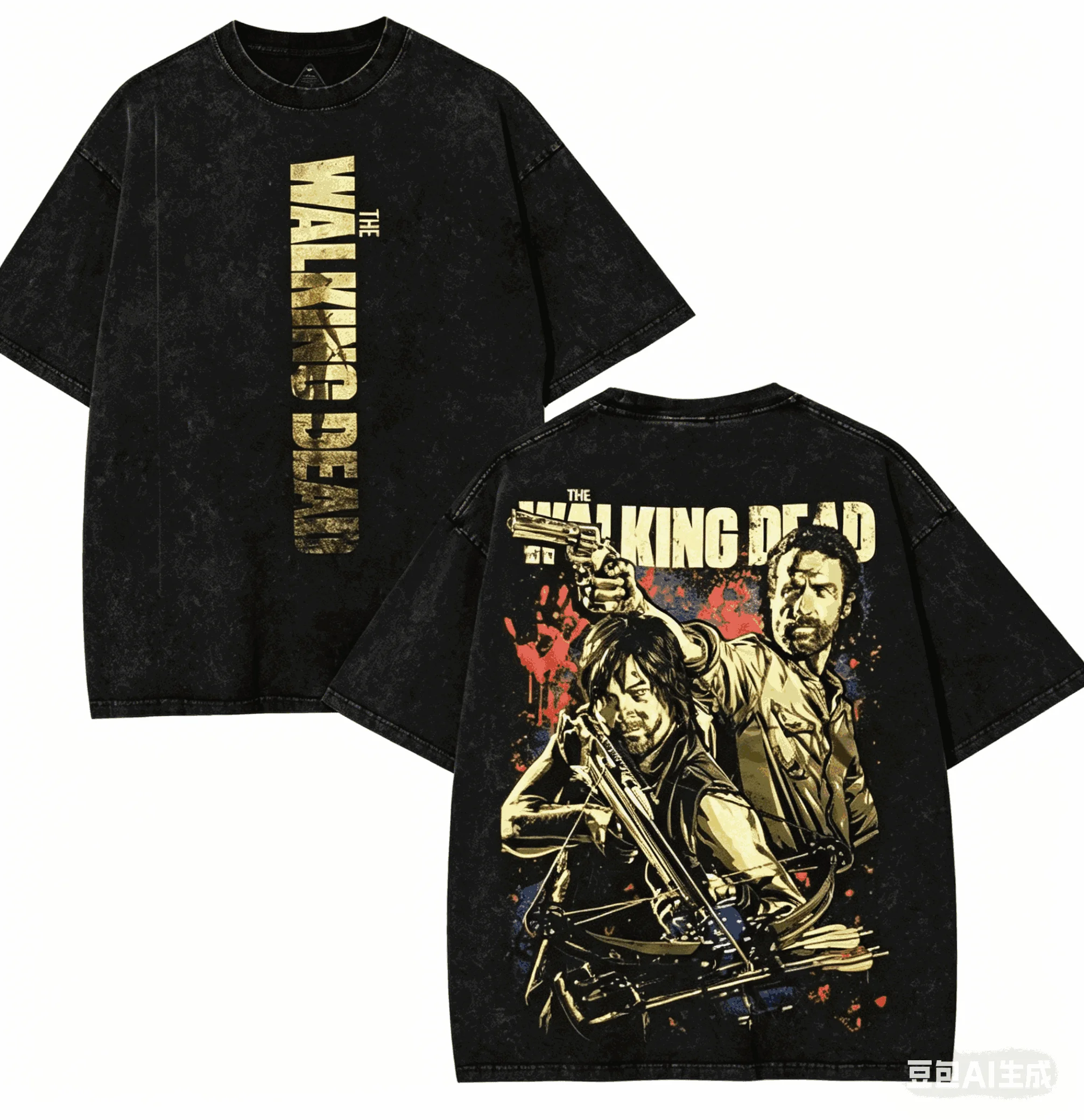 The Walking Dead Washed T-shirt 2026 New Model personality Clothes shirt Year round clothing Retro Fashion Vintage Loose Couples