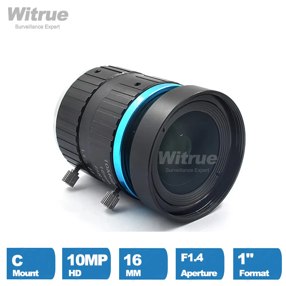 Obiektyw Witrue HD 4K 10MP 16mm z mocowaniem C, F1.4, 1 cal, o niskim zniekształceniu, do zastosowań przemysłowych i kamer monitoringu. — zdjęcie 4