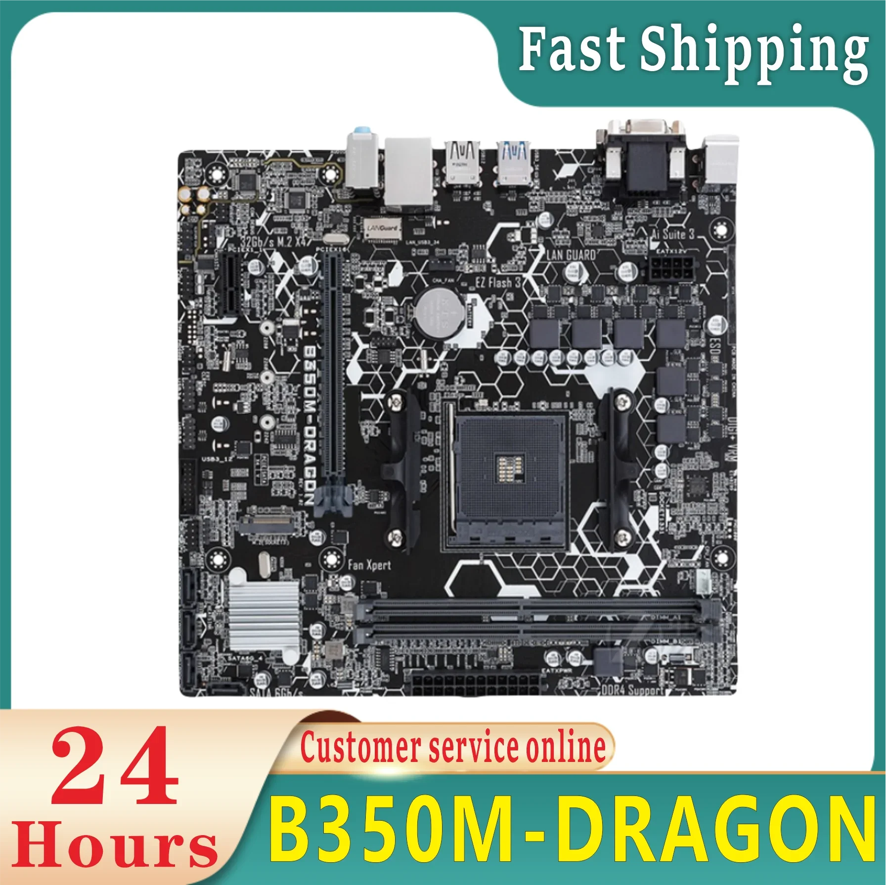 B350M-DRAGON слот AM4 DDR4 B350 64G SATA3 M.2 NVME PCI-E3.0 настольная плата 100% тестирование