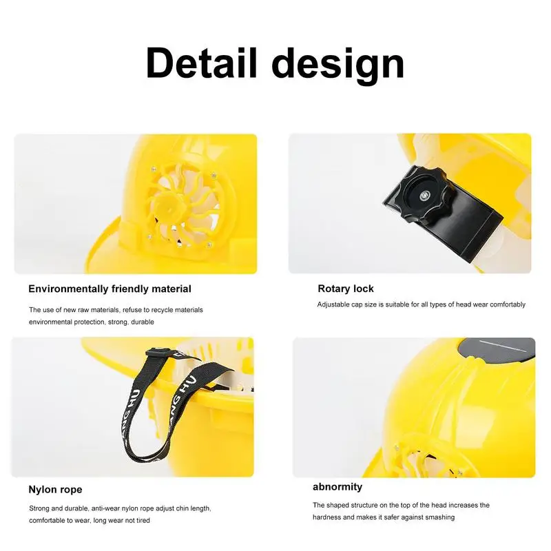 Construction Work Safety Helmets Waterproof Worker Caps With Solar Fan Ventilated Breathable Hard Caps Waterproof Worker Caps