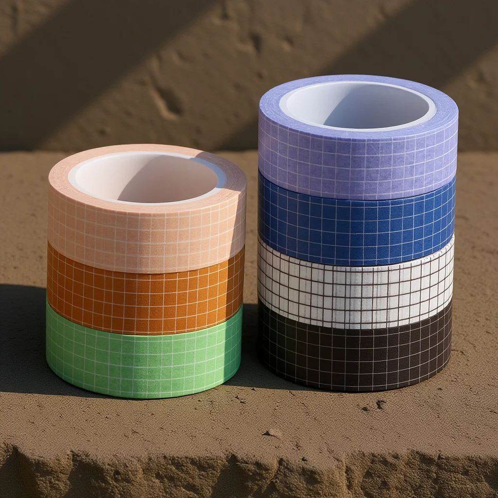 

7Pcs Washi Masking Tape Grid Pattern Sticky Paper Tape for Scrapbook Gift Wrapping Diary Organizer Grid Washi Tapes
