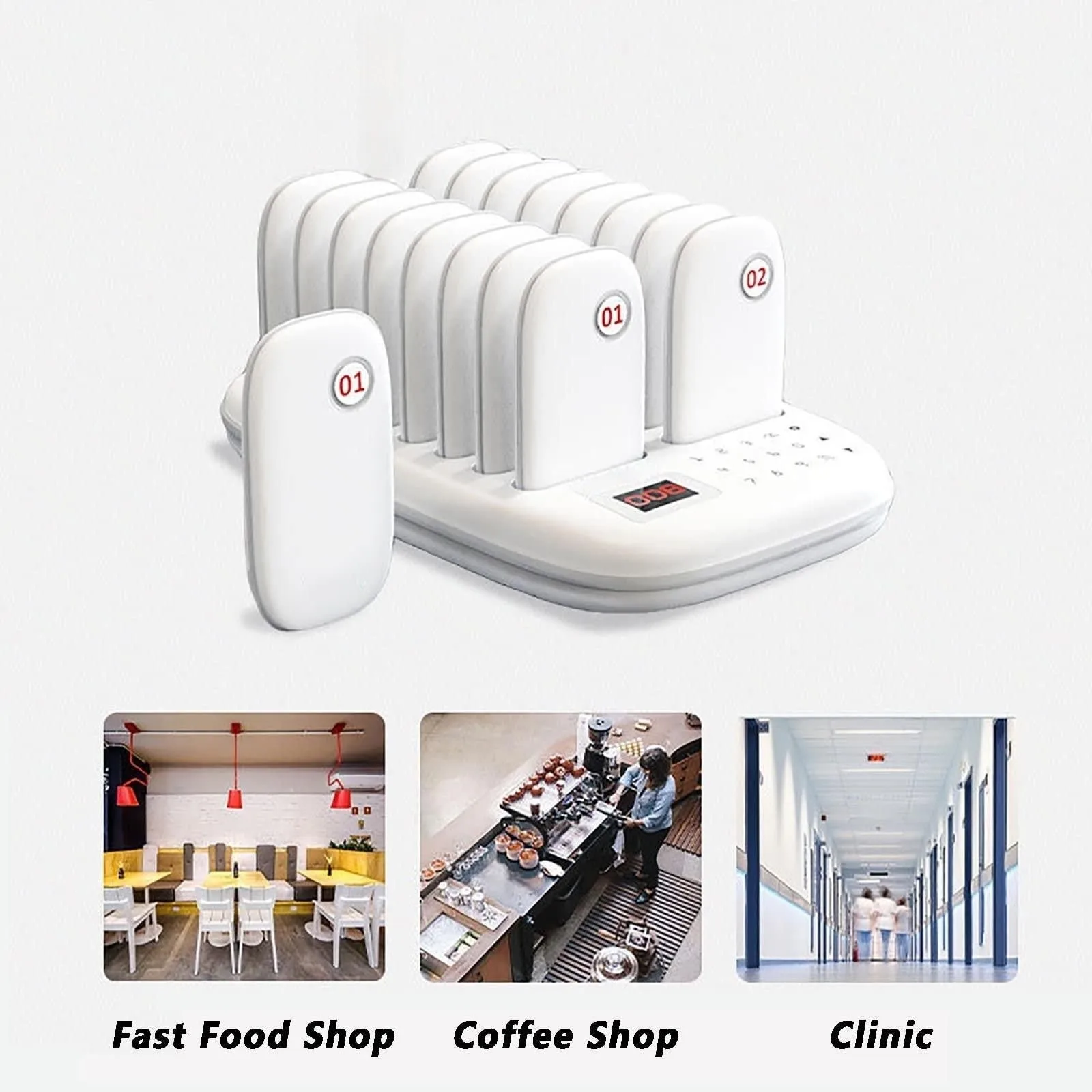 Restaurant Pager System,Pagers for Restaurants,Mute Function,Max 998 Beepers,Touch Keypad,16 Pagers, for Church,Hospital,Clinic