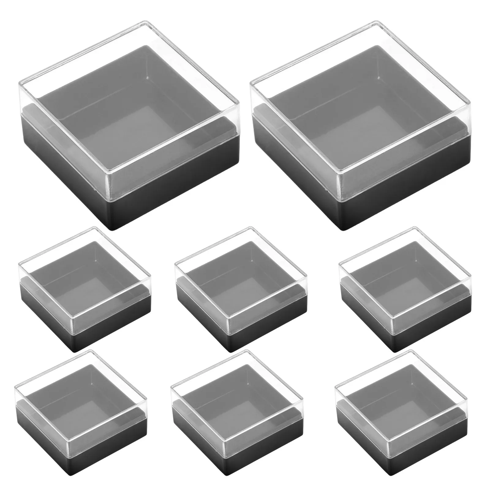 

10Pcs Transparent Square Jewelry Display Box Clear Small Ring Travel Case Pin Brooch Earring Organizer Ring Case