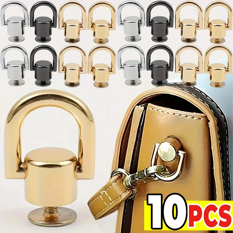 

1/10PCS Metal D-shaped Ring Bag Handles Chain Hook Bag Side Clip Screw Nail Rivet Handbag Strap Connector Clasp Buckle DIY Craft