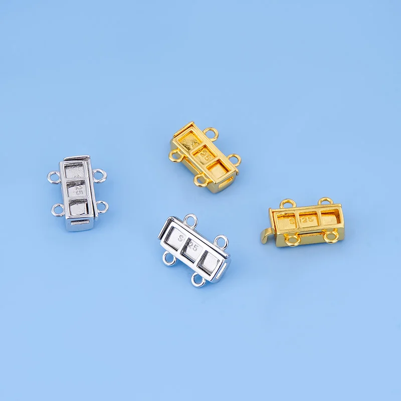 S925 Silver blade buckle Multi-ring 2 row zircon buckle Finishing buckle DIY handmade accessories