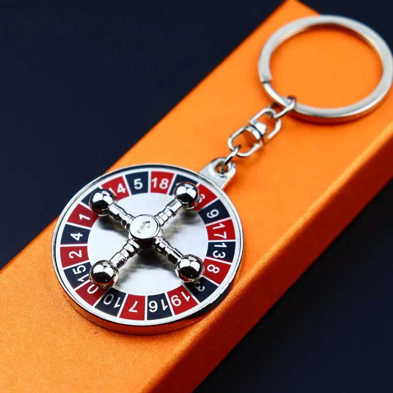 Zinc Alloy Russian Turntable keychain Creative Rotating Three-Dimensional Round Bag Car key Pendant Fashion Exquisite Gift