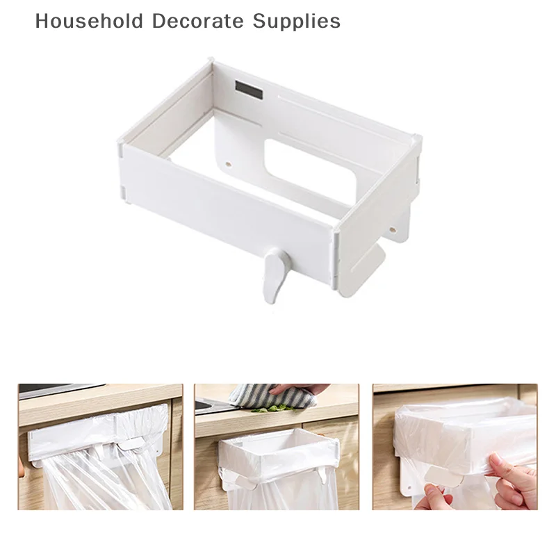 معلقة كيس قمامة حامل كيس النفايات قابل للطي رف معلق المنزل المطبخ الحمام المحمولة تخزين الرف