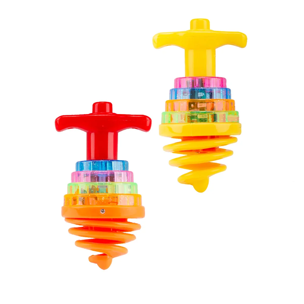 2 Pcs Bounce Colorful Flashing Top Child Toy Tops Plastic Light up Kids Plaything