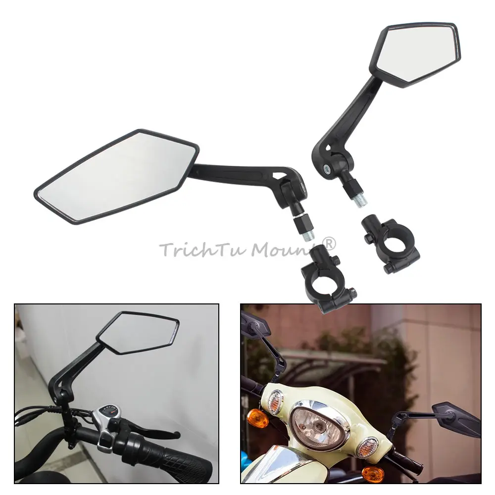 

2Pcs Universal Motorcycle Side Mirror Scooter E-Bikes 22mm-25mm Handlebar Rearview Mirrors Adjustable Rear Mirror Accessories