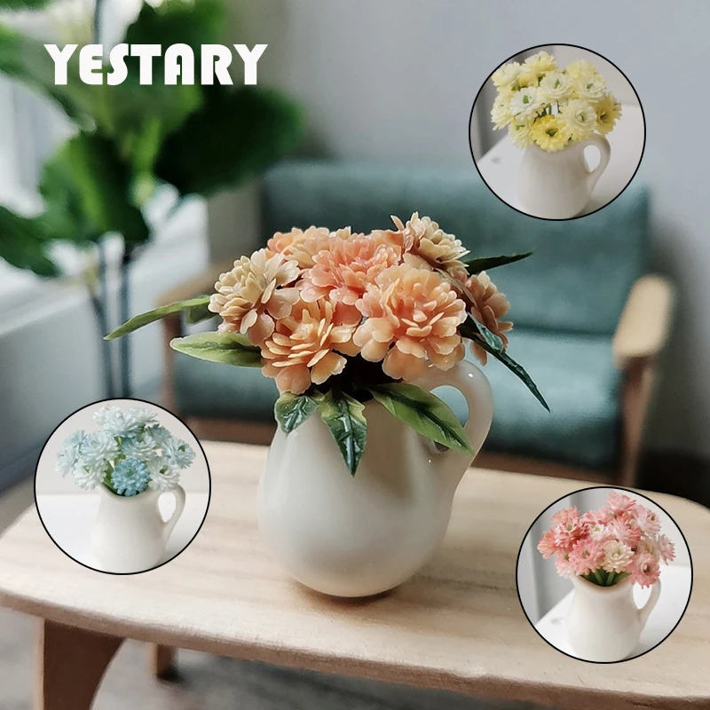 YESTARY Doll Furniture For 1/6 Bjd Doll House Accessories Obitsu 11 DIY Toys Fashion Hand Made One Ear Vase Rose Plant Model