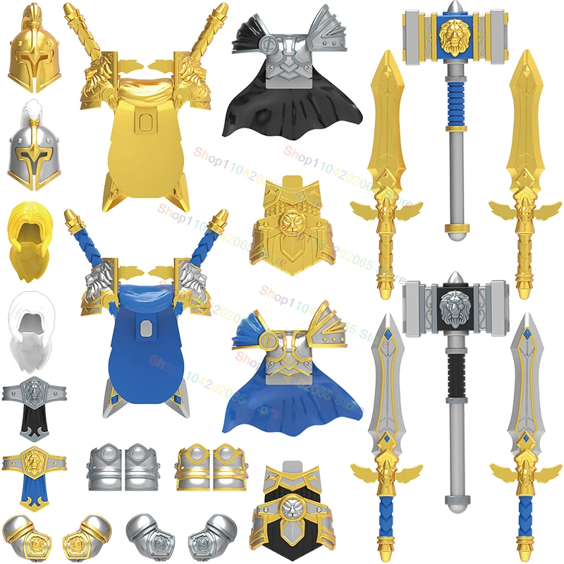 

MOC Armor Hammer Knights, аксессуары, фигурки, сборка строительных блоков, игрушки «сделай сам» для детей, праздничные подарки DT014 DT015