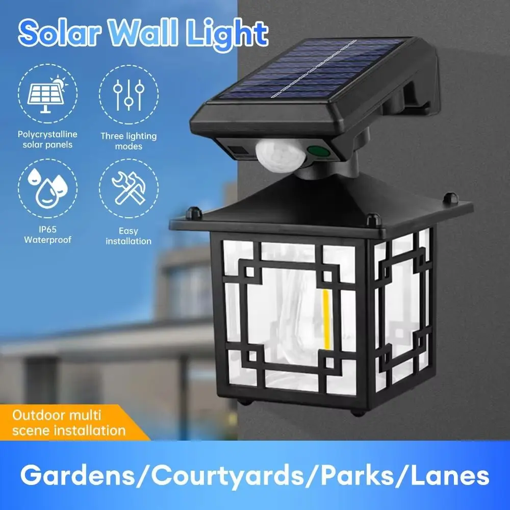 IP65 Waterproof Motion Induction Wall Lamp 3 Lighting Modes Super Bright LED Solar Light Separate Panel Remote Control