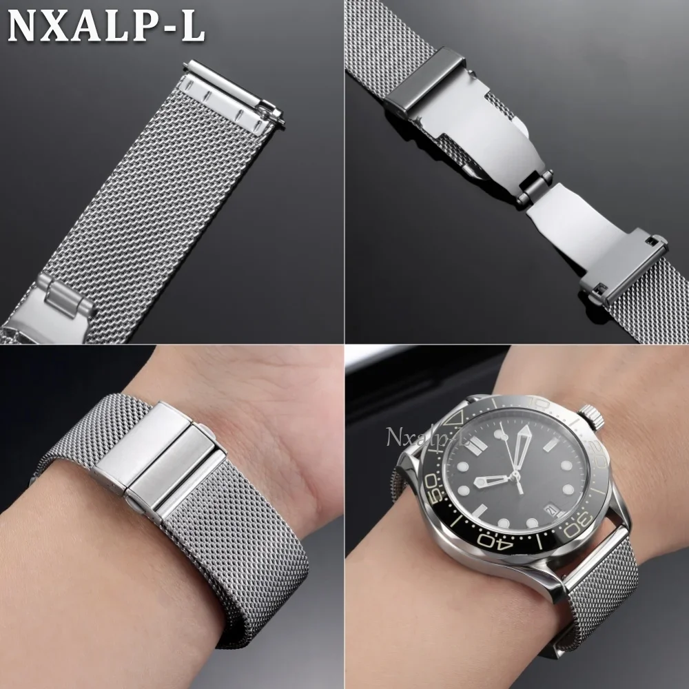 0.6 Milanese Mesh Loop 16 18mm 20mm 22mm Stainless Steel Watch Band Quick Release Bracelet 2mm Thickness Strap for DW for Omega view 5