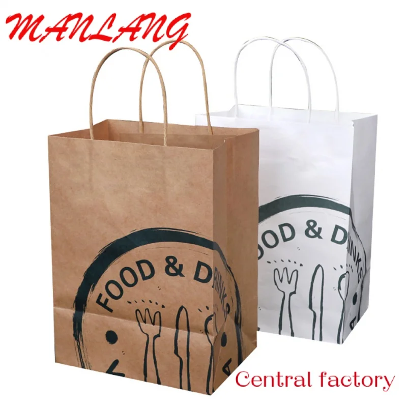 Saco De Papel Kraft Marrom com Seu Próprio Logotipo, Eco Friendly, Barato, Personalizado, Presente De Natal, Takeaway Food Bag, Saco De Compras De Moda