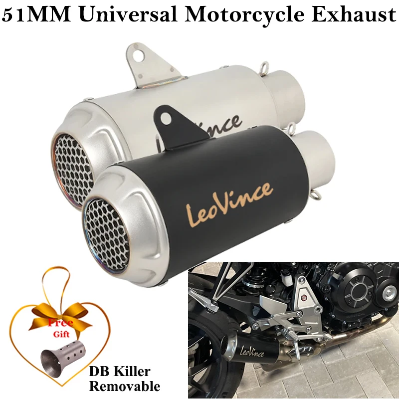 

Universal 51mm Leo Vince Motorcycle Exhaust Pipe Escape System Modify Muffler For DUKE 390 CBR500 R15 V3 Z900 MT07 DB Killer