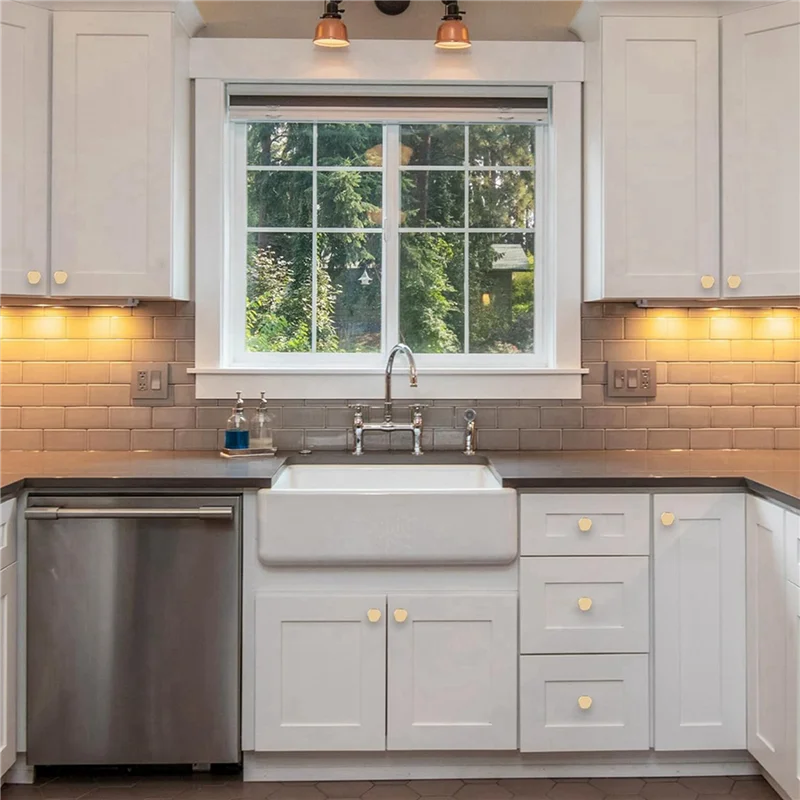 

FAST-30 Pack 1.2 Inch Brushed Gold Cabinet Knobs Knurled Kitchen Cabinet Knobs Gold Drawer Knobs Round Dresser Knobs