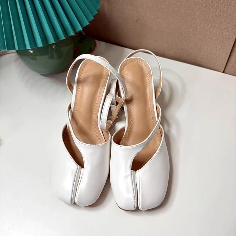 2025 Luxury Leather High Heels Shoes Summer Tabi Leather Split-Toe