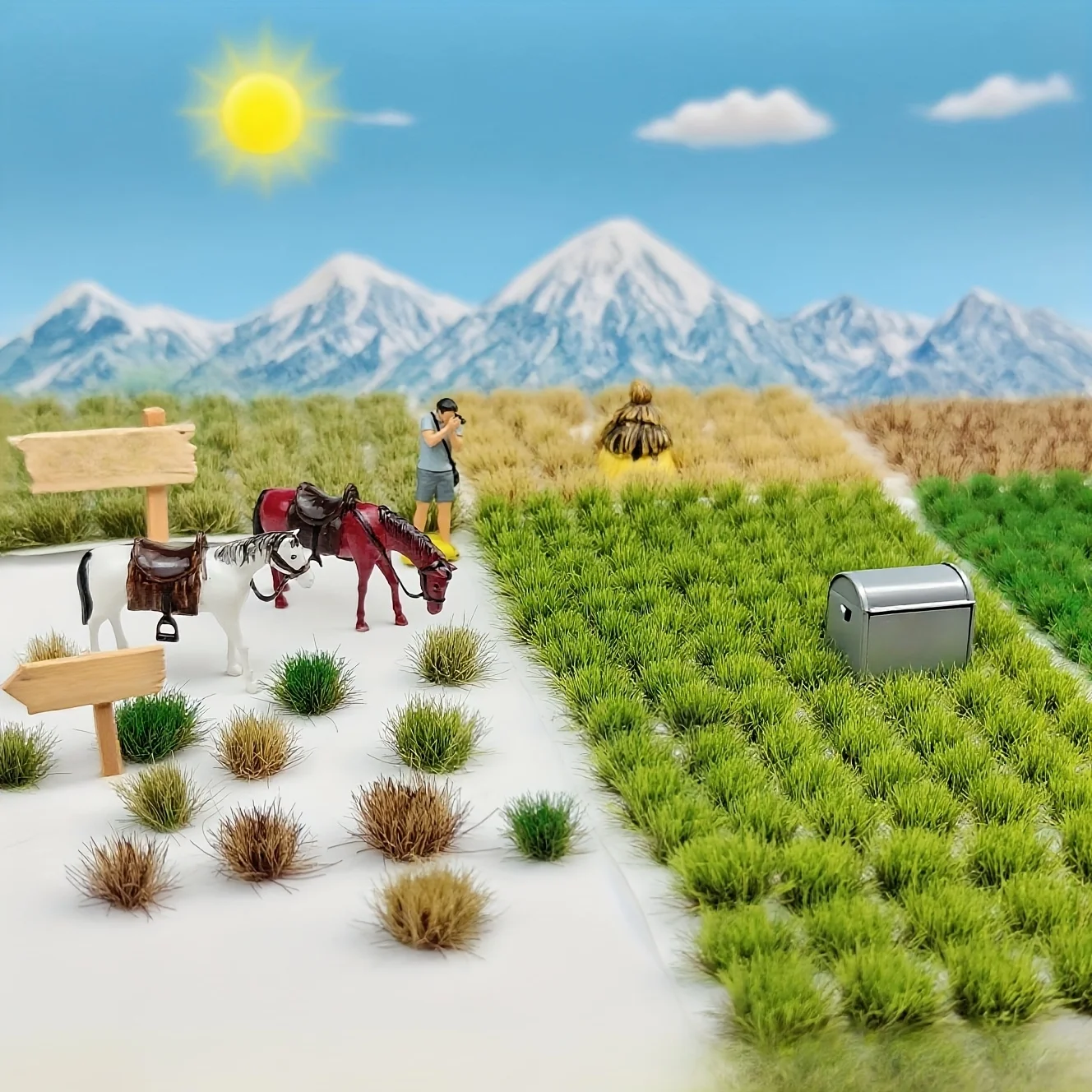 123tufts/caja, modelo de racimo de césped de 3 tamaños, Kit de modelo de terreno de racimo de césped estático, racimos de césped modelo de paisaje estático