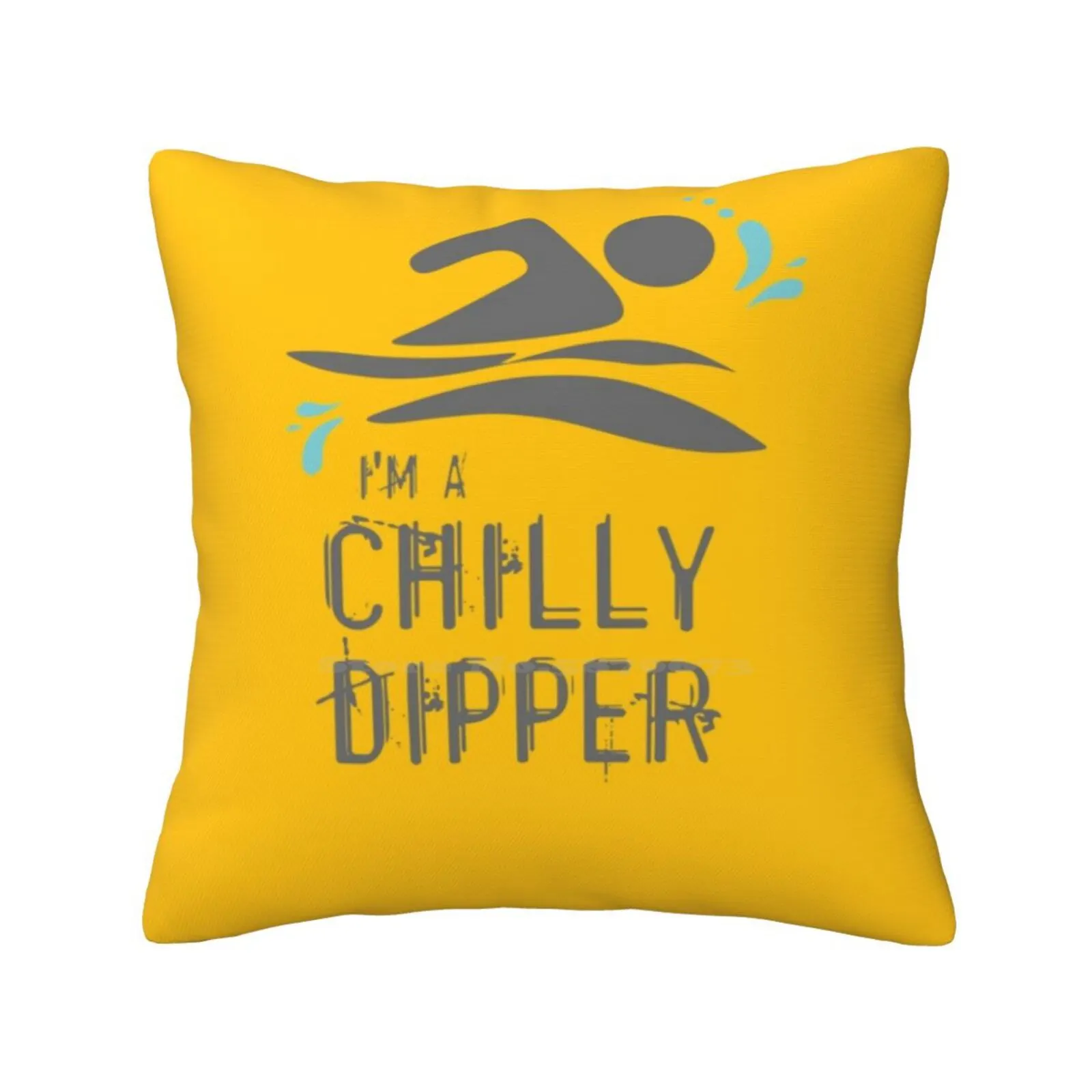 Calling All Wild Open Water Swimming , Winter Bathers. Im A Chilly Dipper Fun Design For Swimmer Lovers. Lemon Yellow Pillows