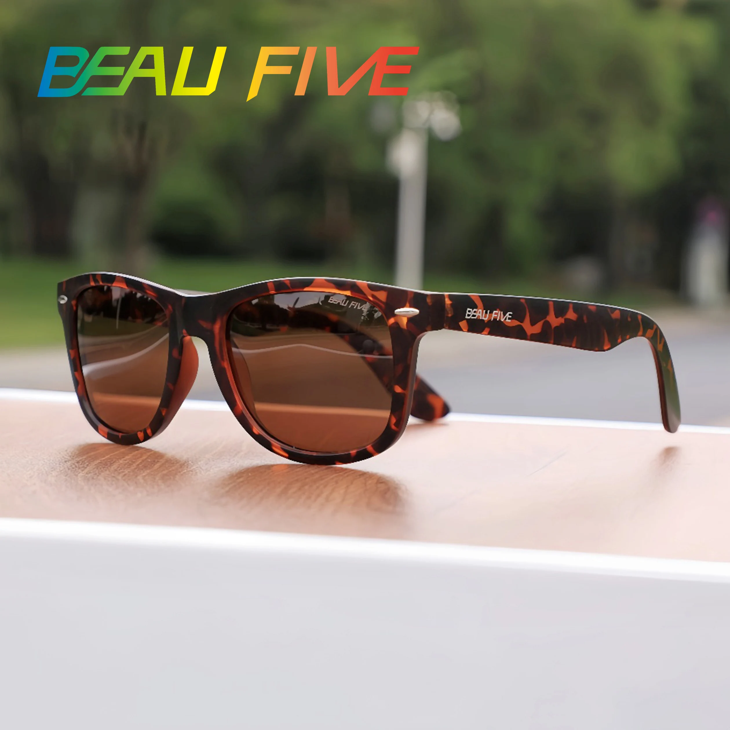 

BEAU FIVE Polarized Sport Sunglasses UV400 Men Women Outdoor Fishing Cycling Driving Running Hiking Mirror Lens Leopard print