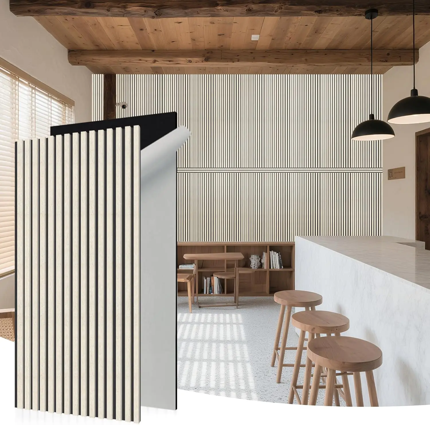 

Акустические самоклеящиеся панели для стен 48x24 дюйма, звукоизоляционный декор для дома, студии, офиса, 2 штуки, бежевый и черный цвета