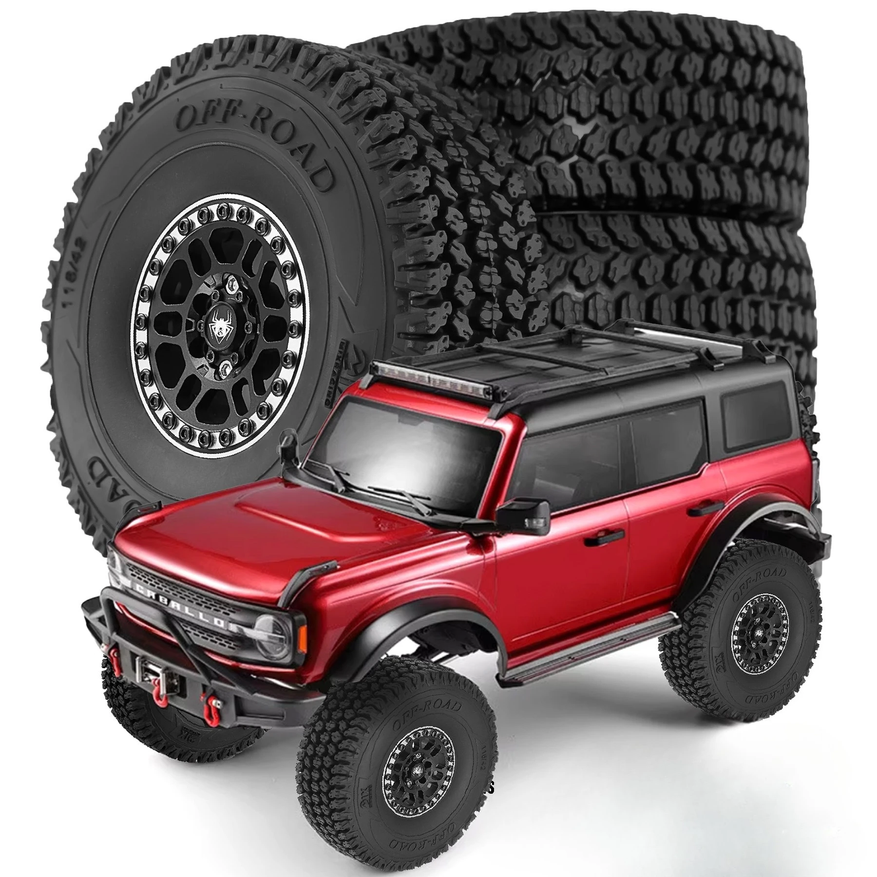 

4pcs RC Model RC Car Tires for 1/10 Weili 104020 Flying Horse TRAXXAS TRX4 1.9 Inch Metal Wheels + Tires R338