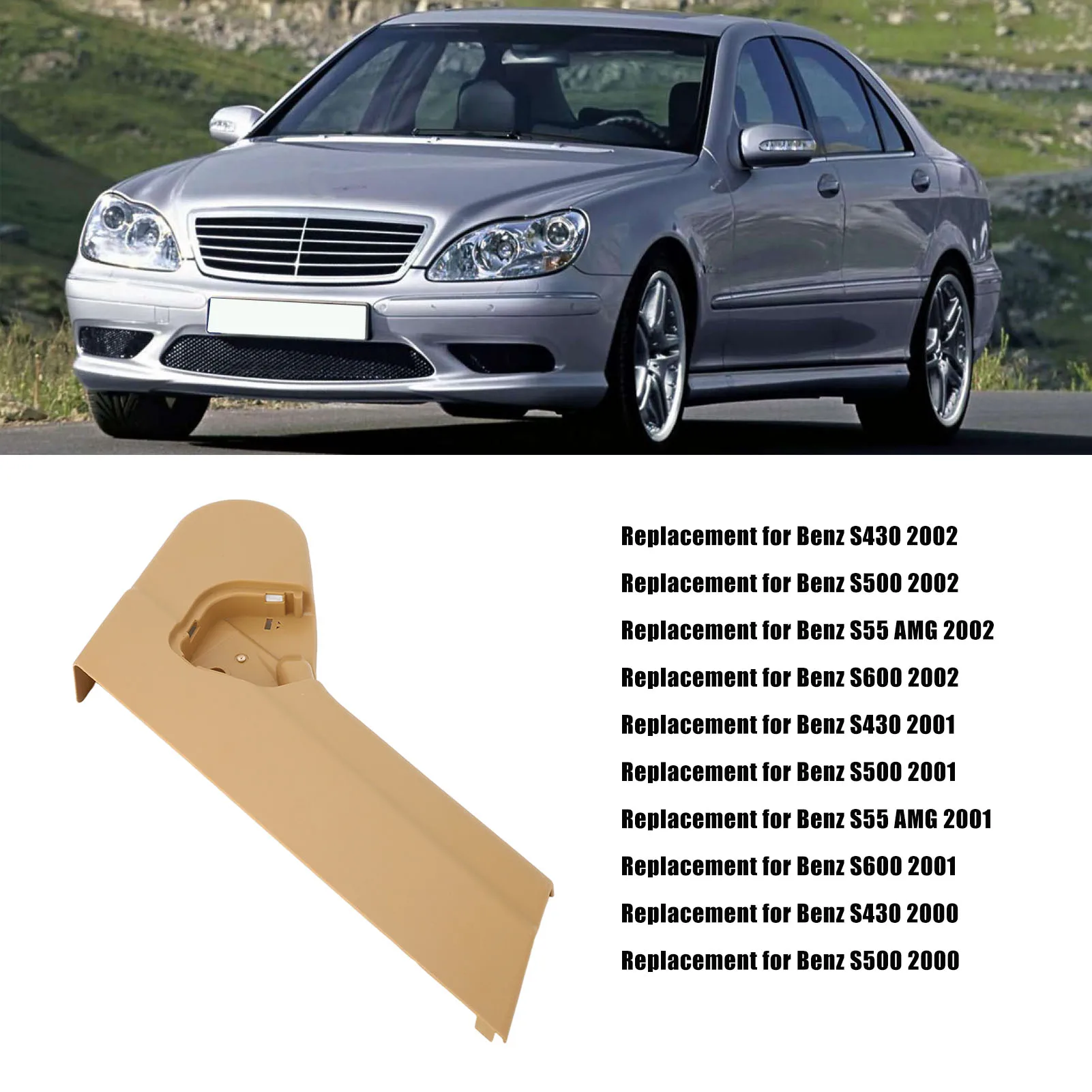 Right Side Seat Trim Cover 2209103018 for Mercedes-Benz W220 S500 2000 to 2002 Beige Seat Decor Panel Precise Fit Replacement