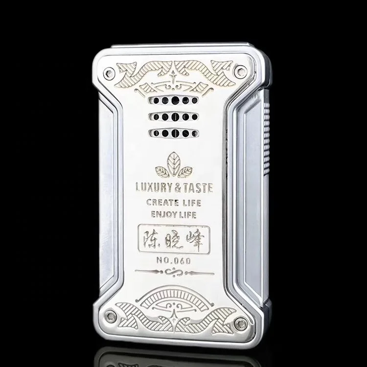 JIFENG personalized gift your name luxury single torch gas refillable safe lock travel silver lighter for cigarette and cigar