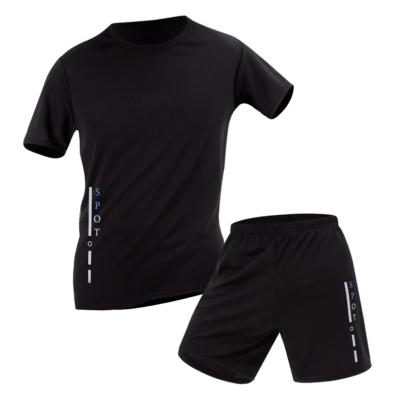 

2 Pcs Summer Men's Quick-drying Sports Short Sleeve Suit Loose Plus Size Running Mountaineering Breathable T-shirt Casual Shorts