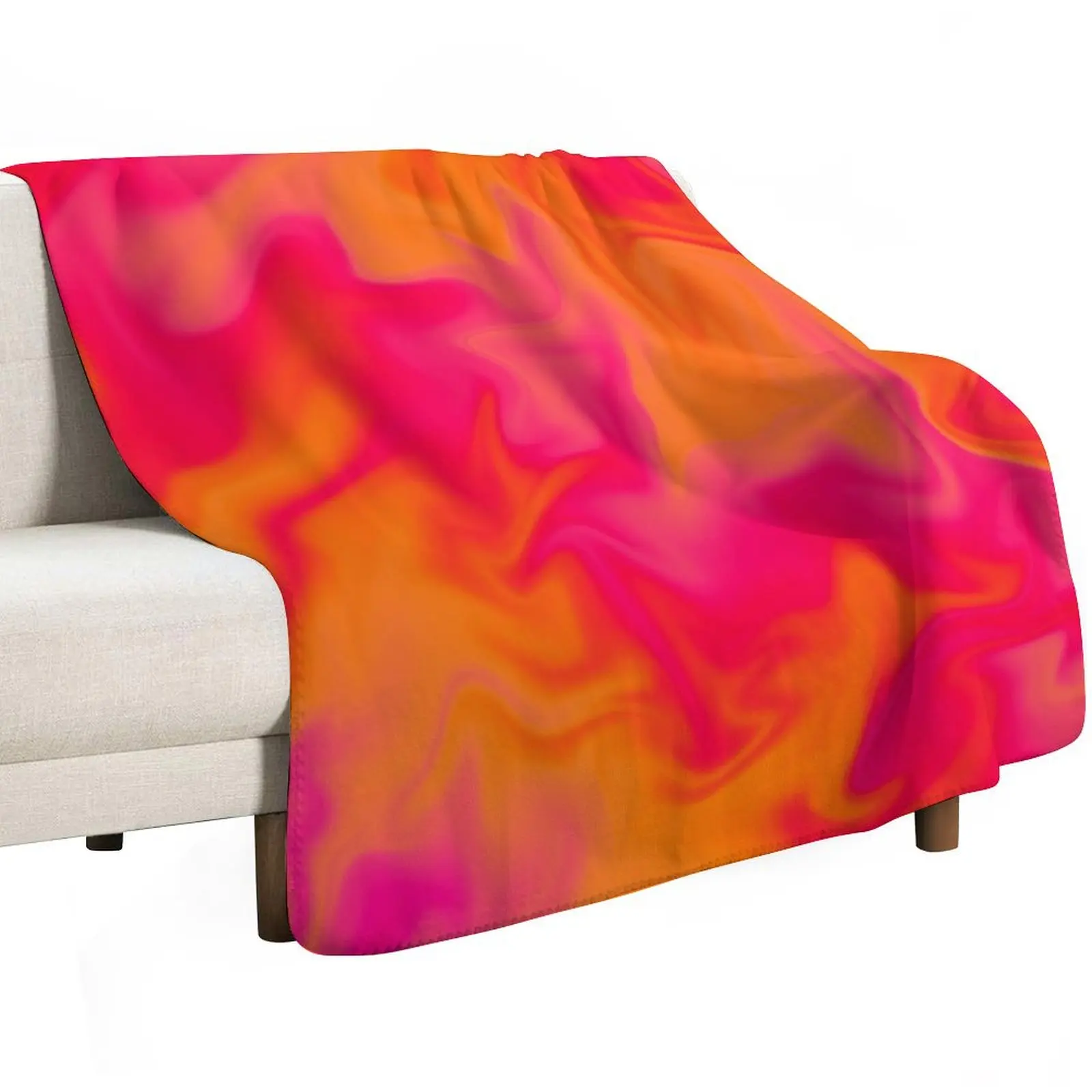 Pink, Orange, and Red Marble Fusion Design Throw Blanket Retros Loose Soft Plaid Heavy Polar Thins Blankets