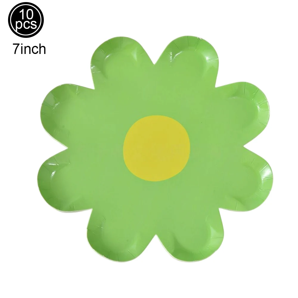 10/20/30/40/50Pcs Einweg Daisy Blume Pappteller Dessert Kuchen Platten Geburtstag Thema Party baby Dusche Dekoration Lieferungen – Detail 7