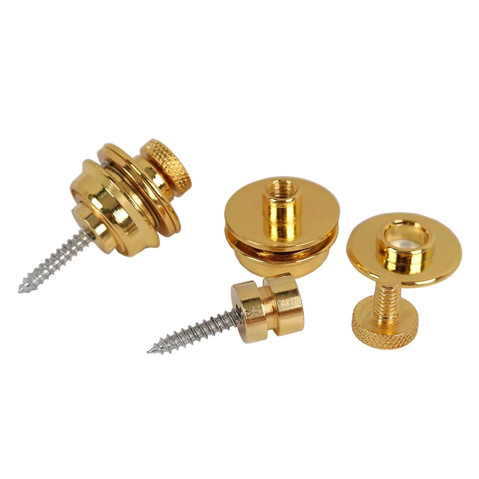 Professional 2 Pieces/Set Flat Head Quick Fix Metal Guitar Straplock Button for Electric Guitar Bass 3 Colors