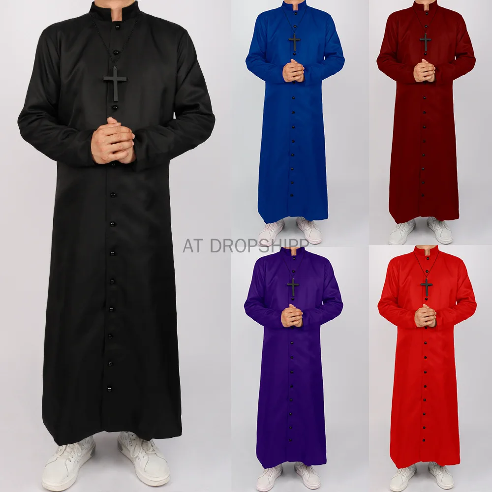 The Robes of a Cleric and Missionary Costume Worn by Medieval Catholics in the Religious Faith Cosplay on Halloween