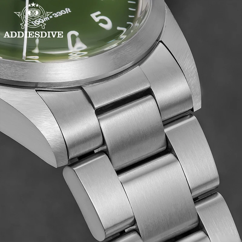 ADDIESDIVE 36mm Watch For Men VH31 Movement Titanium Alloy 10Bar Waterproof Luminous Bubble Mirror Glass Quartz Watches AD2502