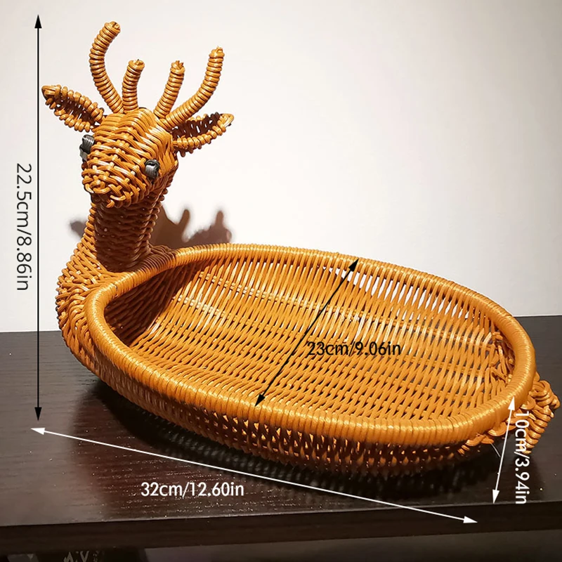 Rattan Woven Basket Fruit Bread Food Storage Basket Imitation Rattan Animal Shaped Woven Basket Outdoor Picnic Home Organizer