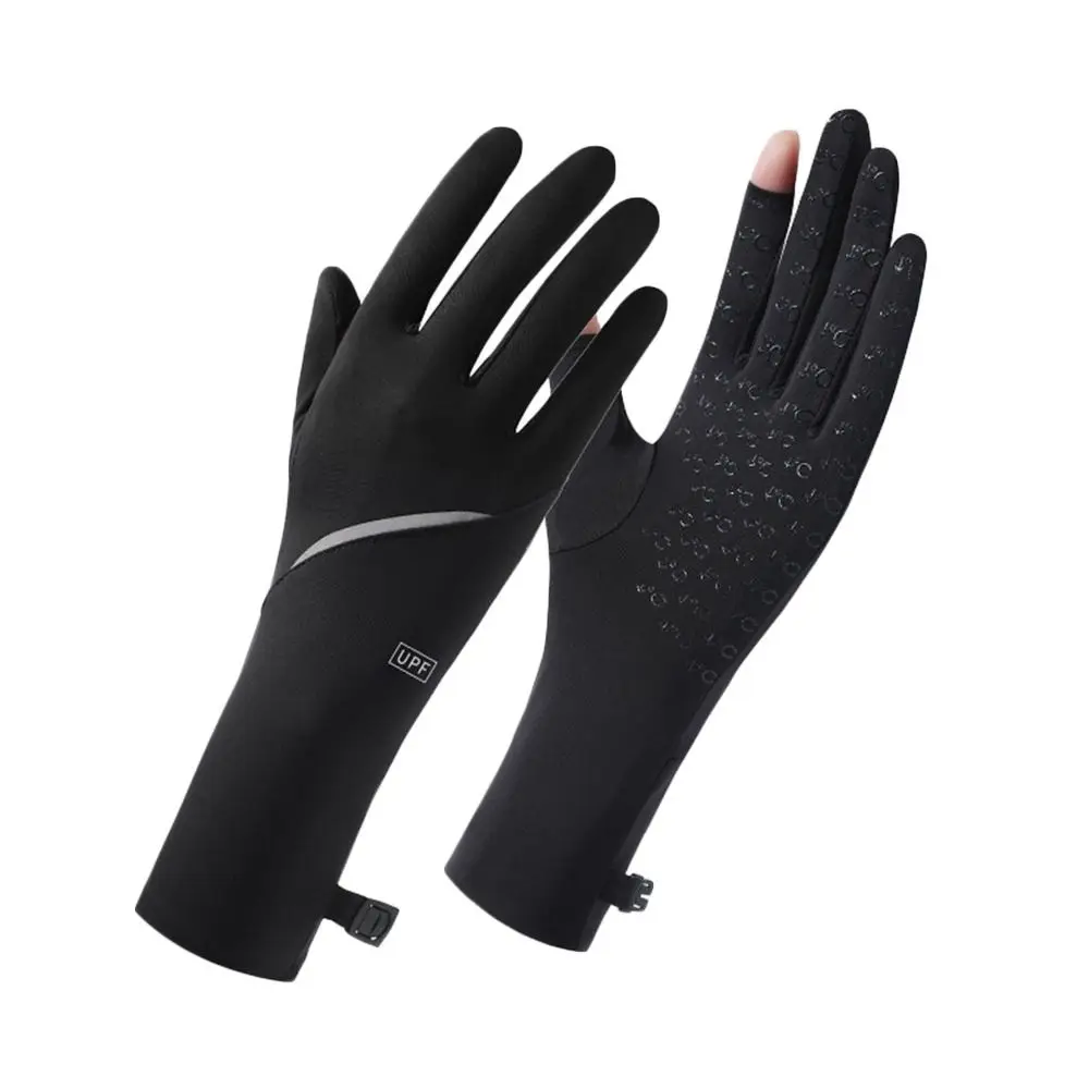 Летние солнцезащитные перчатки с защитой от ультрафиолета, тонкие анти-УФ-варежки из ледяного шелка, эластичные дышащие велосипедные перчатки для вождения, женские и девочки