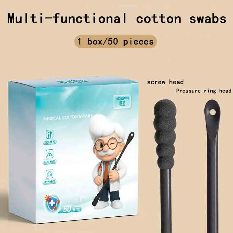 50pc Cotton Swab for One-Time Removal of Blackheads, Acne, Pimples, Degreasing Cotton Swabs, Ear Cleaning, Makeup and Cleansing