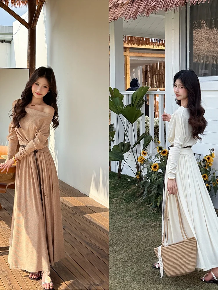 

Paris Gallery Spring Slimming High Ne Top And High Waist Skirt Two Piece Set Faionable plus Size Women's Clothing