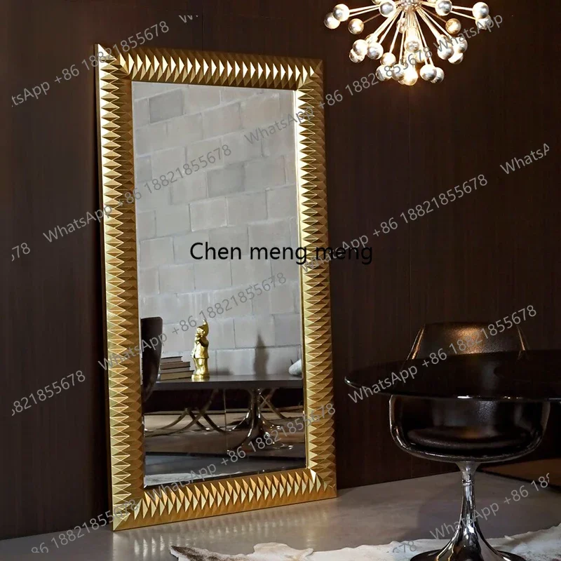 

European full-body full-length mirror household bedroom cloakroom engraved floor mirror high-end clothing store fitting mirror